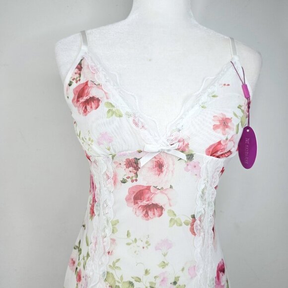 NWT Avidlove White Mesh Floral Long Maxi Lingerie Sexy Lace Slip Dress - Picture 4 of 10